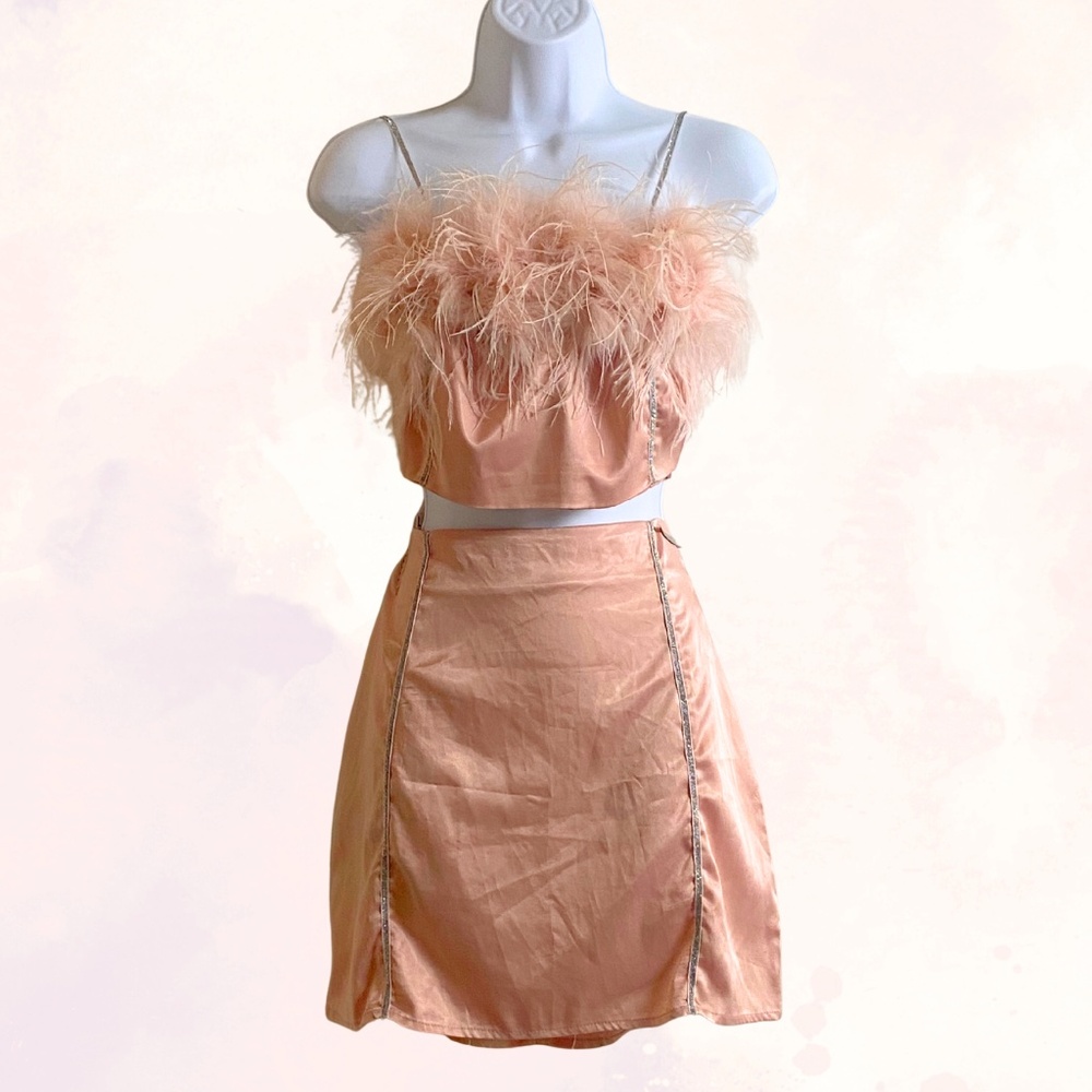 Pink Fluffy Flamingo Top & Skirt Set